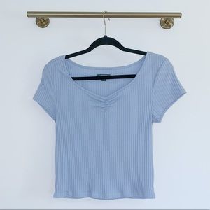 Sky Blue Ribbed Crop Top